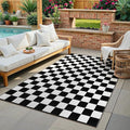 Seavish Washable 4x6 Ft Black and White Checkered Outdoor Porch Rug | Cotton Woven Checkerboard Rug, Low Pile Foldable Floor Cover Indoor Carpet for Living Room Bedroom Dining Room Patio
