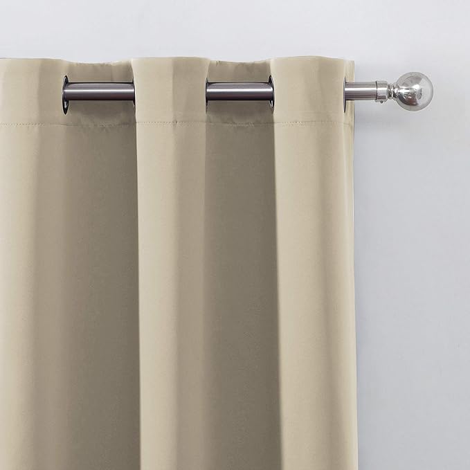 LEMOMO Beige Thermal Blackout Curtains/38 x 63 Inch/Set of 2 Panels Room Darkening Curtains for Bedroom