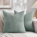 Fancy Homi 2 Packs Grey Blue Decorative Throw Pillow Covers 18x18 Inch for Couch Bed Sofa, Rustic Boho Farmhouse Home Decor, Soft Corss Corduroy Patchwork Textured Square Cushion Case 45x45 cm