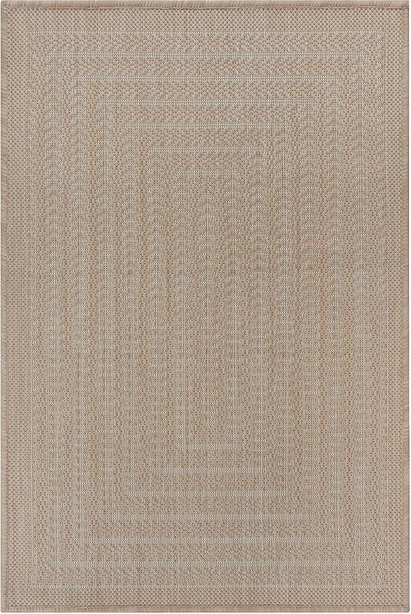 Adiva Rugs Outdoor Indoor Area Rug, Weather Resistant, Easy to Clean, Stain Resistant Floor Mat for Dining Room, Backyard, Deck, Patio (Natural Beige, 6' x 9')