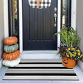 OJIA Black and White Striped Outdoor Rug 24"x51" Front Door Mat Porch Rugs | Washable Fall Front Door Mat Outside Entrance Entry Rug Doormat Outside Cotton Woven Indoor Area Rugs for Entryway Decor