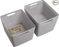 BINO | Woven Plastic Basket | Large (Natural Grey), 3-Pack | THE JUTE COLLECTION | Home Organization, Space - Saving Storage, Stylish Design | Jute Basket | Plastic Storage Basket