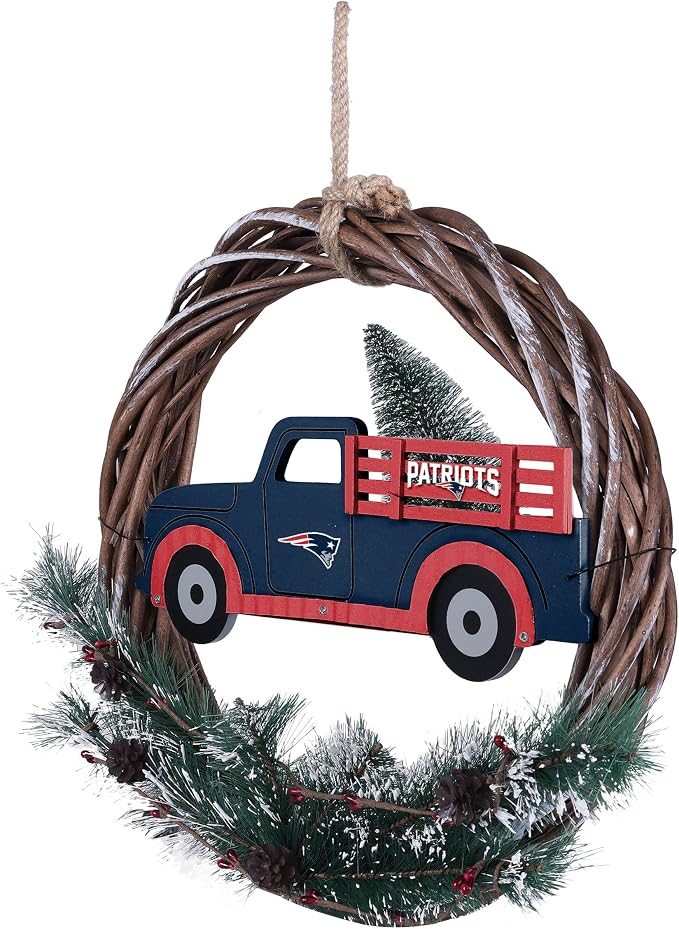 FOCO NFL Unisex-Adult NFL Team Logo Holiday Wreath with Truck