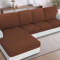 H.VERSAILTEX Sectional Couch Covers 4 Pieces Sofa Seat Cushion Covers L Shape Separate Cushion Couch Chaise Cover for Both Left/Right Sectional Couch (Seat Only: 1 Chaise + 3 Sofa, Caramel)