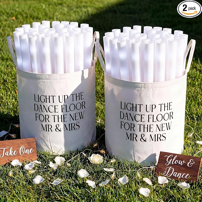 Yungyan 2 Pcs Wedding Baskets with Handles 12 Inch White Large Glow Sticks Storage Baskets for Glow Sticks Flowers Flip Flops Trug for Wedding Picnics Decoration Party Favors Gift Garden