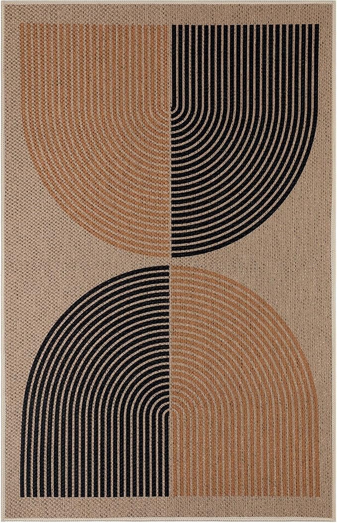 EDIMENS 3x5 Outdoor Rugs Easy Jute Porch Patio Rug Front Door Mat Entryway | Washable Non-Slip Geometric Rugs for Entryway Indoor Outdoor Farmhouse Rug Modern Carpet Area Rug for Living Room Kitchen