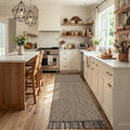 Collive Boho Washable Kitchen Runner Rug, Modern Farmhouse Hallway Runner Rug 2.6' x 8' Natural/Black Bathroom Rugs, Hand Woven Entry Hall Carpet for Laundry Bedroom Decor