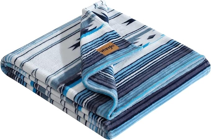 Wrangler - Blanket, Super Soft Plush Bedding, Yellowstone Inspired Throw Blanket for Couch or Bed (Coyote Sands Blue, 50" x 70")