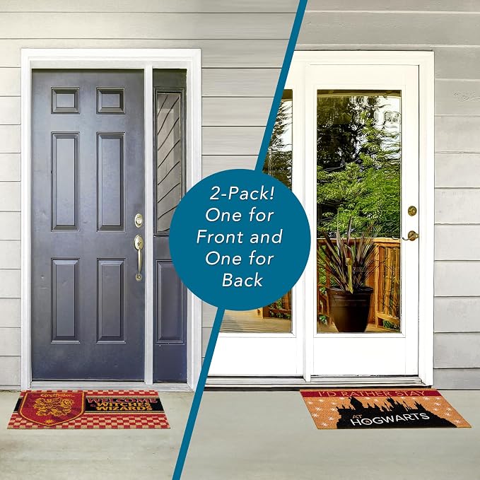 Gertmenian Harry Potter Coir Doormat - 2x3 Welcome Mat (2-Pack), Ideal for High Traffic Areas in Front Door, Garage, Entryway - Paramount Hogwarts/Witches, 80027