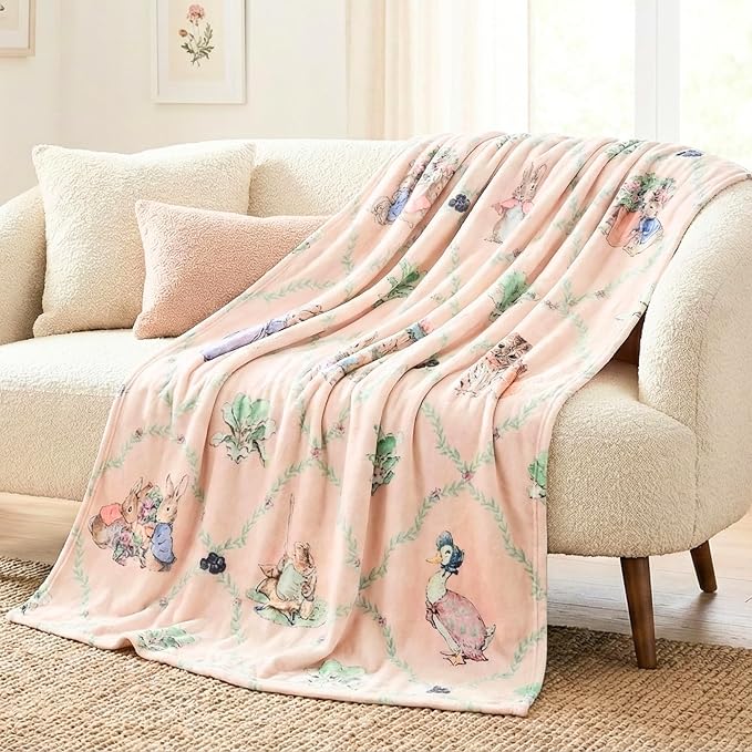 Peter Rabbit & Friends Book Spring Kids Bedding Super Soft Cozy Throw, 46 in x 60 in, (Officially Licensed Product) by Franco