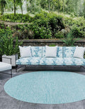 Unique Loom Collection Casual Transitional Solid Heathered Indoor/Outdoor Flatweave Area Rug (13' Round, Aquamarine/Ivory)