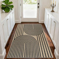 Faux Jute Rugs for Entryway, 3' x 5' Indoor Outdoor Rug, Black Farmhouse Washable Ultra-Thin Non-Slip Area Rug for Foyer, Backdoor, Living Room, Kitchen, Bedroom, Balcony