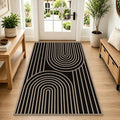 Faux Jute Rugs for Entryway, 3' x 5' Indoor Outdoor Rug, Black Farmhouse Washable Ultra-Thin Non-Slip Area Rug for Foyer, Backdoor, Living Room, Kitchen, Bedroom, Balcony