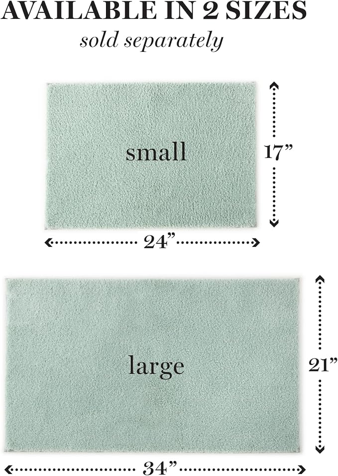 MARTHA STEWART Drylon Microfiber Bath Rug - 1 Piece, Ultra Soft Plush, Non-Slip, Thick, Washable Bathroom Rugs, Home Decor Accessories, Household Essentials, Large Bath Mat, 21" x 34", Aqua