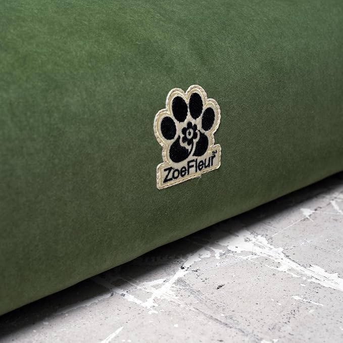 2-in-1 Human & Pet Shared Dog Sofa, Solid Pine Wood Frame with High Resilience Foam, Indoor Pet Furniture(Dark Green)