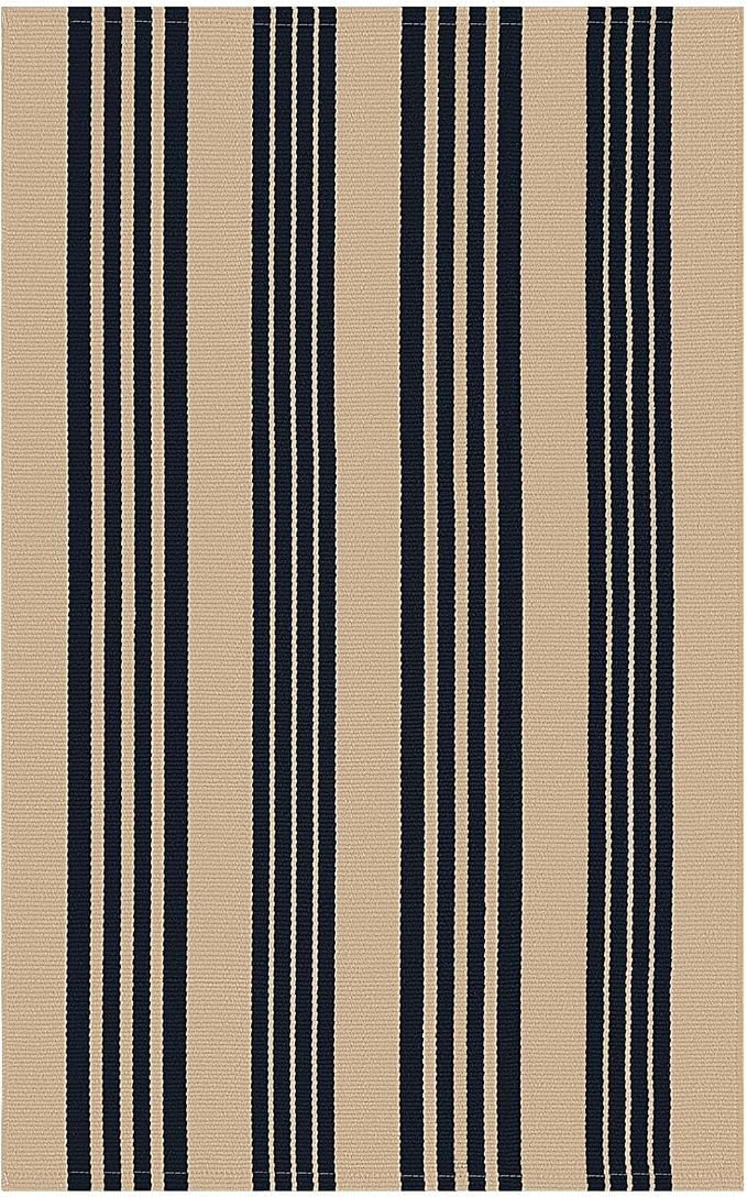KOZYFLY Striped Rug 2x3 ft Front Door Mat Brown and Black Cotton Woven Washable Indoor Outdoor Rug for Entryway Porch Kitchen Patio Decor Small Area Rugs