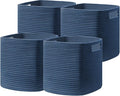 UBBCARE Set of 4 Storage Bins - 13 X 13 X 13 In, Cotton Rope Bins for Shelves, Toys, Books, Cube Storage with Handles, Woven Basket for Organizing, Navy Blue