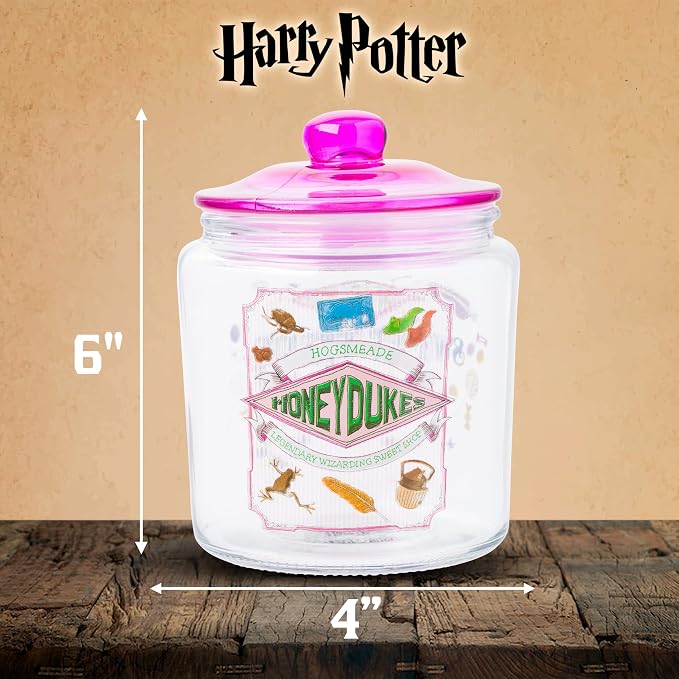 Silver Buffalo Harry Potter Hogsmeade Honeydukes Sweets, Glass Jar with Lid | Wizarding Treats, Cookie Snack Candy, Small Size