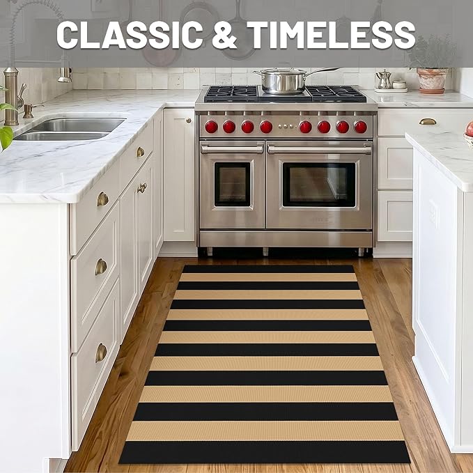 IOHOUZE Black Tan Rug 3x5 Ft Front Door Mats Outdoor, Washable Rug for Front Porch Decor, Spring Summer Welcome Mats Outdoor Indoor, Doormat for Farmhouse/Entryway/Home Entrance