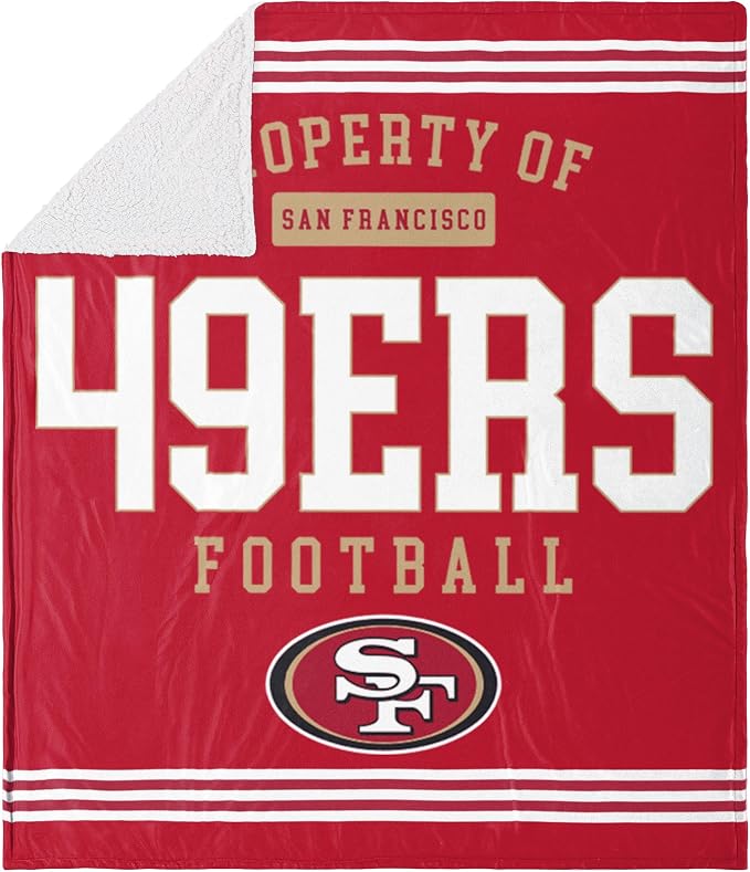 FOCO San Francisco 49ers NFL Team Property Of Sherpa Fleece Blanket