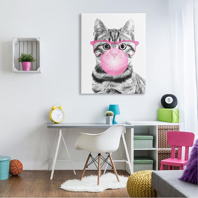 Stupell Industries Adorable Cat Bubble Gum, 36 x 48 Inch Canvas Wall Art | Stupell Industries · By Annalisa Latella · Ready to hang · Whimsical kids room or playroom accent · Made in USA