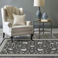 EVERGRACE Area Rugs for Living Room 4x6, Boho Floral Faux Wool Indoor Outdoor Rugs, Washable Rugs for Bedroom Entryway Dining Room Hallyway, Low Pile Floor Mat Carpet for Home Decor, Ebony Black