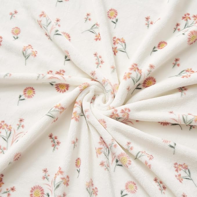 Lucky Brand Daisy Ivory Floral 90"X90" Cozy Plush Blanket - Premium Microfiber Throw for Luxurious Comfort and Style Full/Queen Size