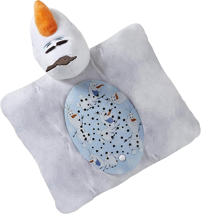 Pillow Pets Disney Frozen Olaf, 11" Sleeptime Lite | Plush Pillow and Night Light in One, Projects Rainbow Stars, 3 Light Modes, 20-Minute Auto-Off Timer, BPA Free