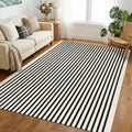 KOZYFLY Beige and Black Rug 5x8 ft Area Rug Woven Washable Striped Rugs Cotton Farmhouse Indoor Outdoor Rugs for Living Room Bedroom Entryway Porch Patio Carpet
