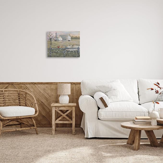 Stupell Industries 'Blossoming Trees Country Farm', Canvas Art, 20 x 16 Inches, Easy to Hang and Sturdy, Made in USA, by Pam Britton | Stupell Industries | 20 x 16 Inches, Easy to Hang and Sturdy, Made in USA, by Pam Britton