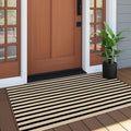 OJIA Outdoor Porch Rug Front Door Mat 24"x51", Black and Tan Striped Rugs | Washable Outdoor Rugs Front Door Rugs Cotton Woven Kitchen Rugs Small Area Rugs for Entryway/Patio/Outside Entrance Decor