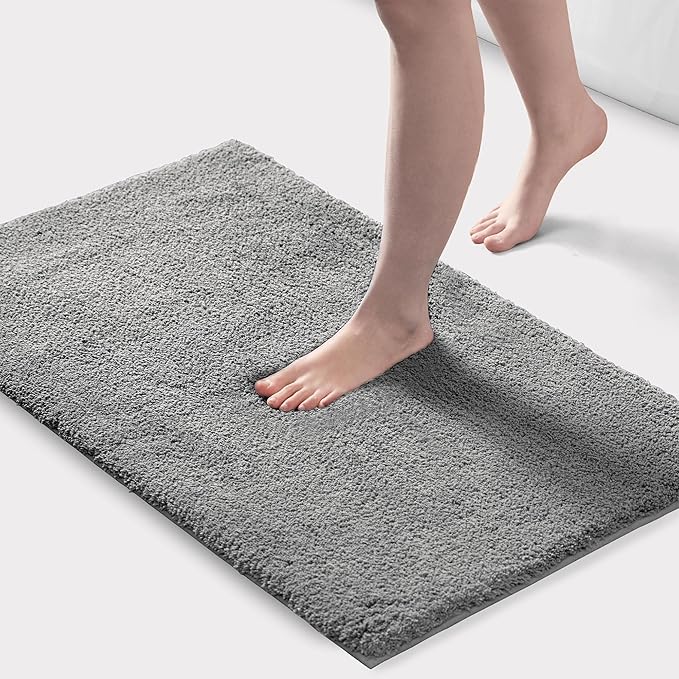 Madison Park Marshmallow Super Soft & Absorbent Bath Rug, 24 x 40, Grey | Non slip Backing, Spa Quality Luxurious Plush Bath Mat for Bathroom, Quick Dry, OEKO TEX