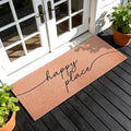 Happy Place Extra Long Doormat for Double Door Entrance, 24x59 Inch | Large Heavy Duty Front Porch Rug with Non Slip PVC Backing, Oversized Decorative Door Mat for Indoor Outdoor Entryway