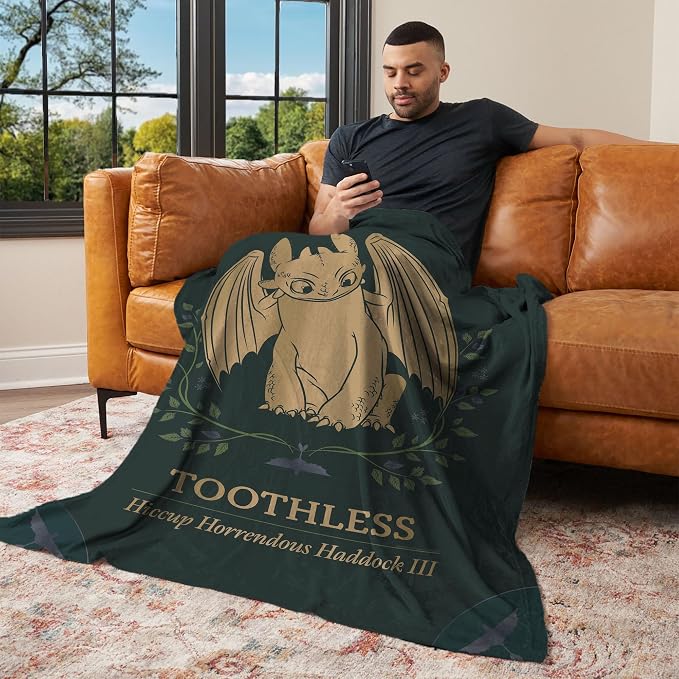 How to Train Your Dragon Hiccup and Toothless Silk Touch Throw Blanket 60×80 inches
