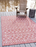 Unique Loom Outdoor Trellis Collection Area Rug - Tribal Trellis (7' 1" x 10' Rectangle, Rust Red/ Ivory)