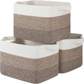 OIASKET Storage Basket for Organizing, Woven Baskets for Storage, Rectangle Decorative Baskets for Shleves, Closet, Toys, Book, Nursery Organizer Bins - Pack of 3 (Gradient Dark Brown, 13"x9.85"x8.7")
