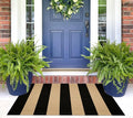 Black and Tan Layered Doormat,2x3 ft Striped Small Outdoor Rug Cotton Woven Washable Farmhouse Layered Door Mats for Entryway/Porch Decor/Kitchen/Home Entrance