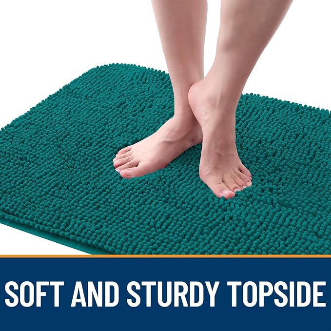 OLANLY Dog Door Mat for Muddy Paws 34x21, Absorbs Moisture and Dirt, Absorbent Non-Slip Washable Doormat, Quick Dry Chenille Mud Mat for Dogs, Entry Indoor Entryway Carpet for Inside Floor, Lake Blue