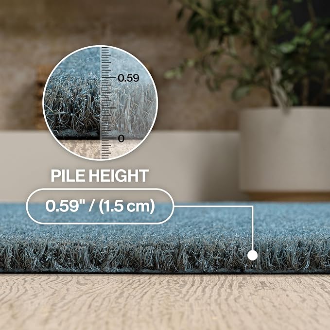 JONATHAN Y Peater Classic Casual Commercial Natural Coir Coastal Blue 2 ft. x 8 ft. Doormat for Entrance, Front Door, Entryway CHG100D-28