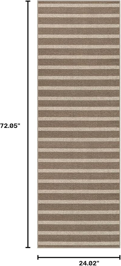 Lahome Striped Easy Jute Kitchen Runner Rug, 2x6 Washable Rugs for Hallway | Indoor Outdoor Non Slip Runners, Modern Farmhouse Neutral Carpet 6ft for Entryway Entry Laundry Room Front Porch, Khaki