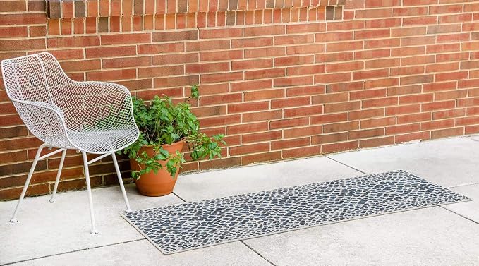Unique Loom Outdoor Collection Area Rug - Cape Town (2' x 6' 1" Runner, Blue/ Olive)