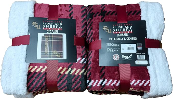NCAA Florida State Seminoles Playmaker Plaid Ultra Cozy Sherpa Throw