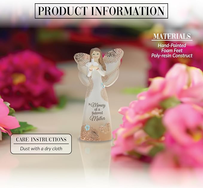 Pavilion Gift Company 19135 Light Your Way Memorial Beloved Mother Angel Figurine, 5-1/2", Brown