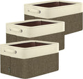BALEINE 3 Pack Fabric Closet Storage Bins for Shelves, Linen Closet Organizers and Storage, Decorative Baskets for Organizing, Shelf, Clothes, Home, Office (Brown, 15"x11"x9.5")