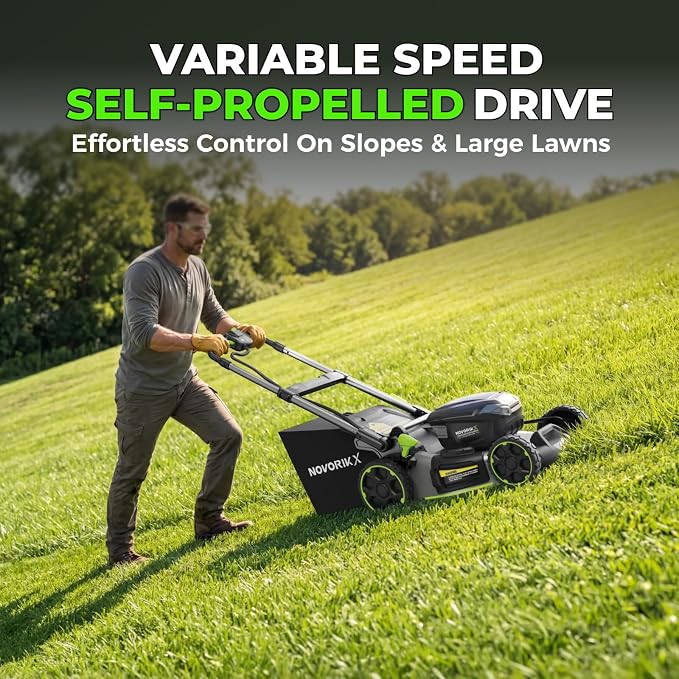 60V Cordless String Trimmer with 2.5Ah Battery & Fast Charger + 60V 5Ah Self-Propelled Electric Cordless Lawn Mower with 5.0Ah Battery
