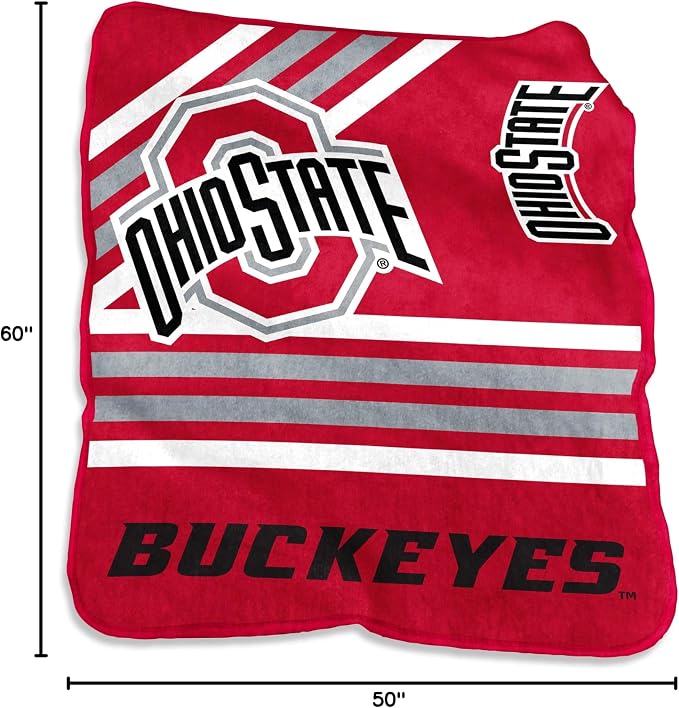 Logo Brands NCAA Raschel Throw Blanket – 50 x 60 Soft Fleece Blanket, Officially Licensed Collegiate Design, Cozy Throw for Tailgating, Game Day, & Home Décor