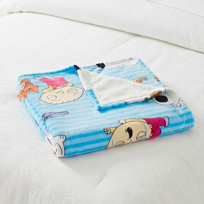 Family Guy Stewie Brian Fluffy Throw 46 in x 60 in, Soft Cozy Decorative Blanket for Couch or Bed (100% Officially Licensed Product) By Franco Collectibles