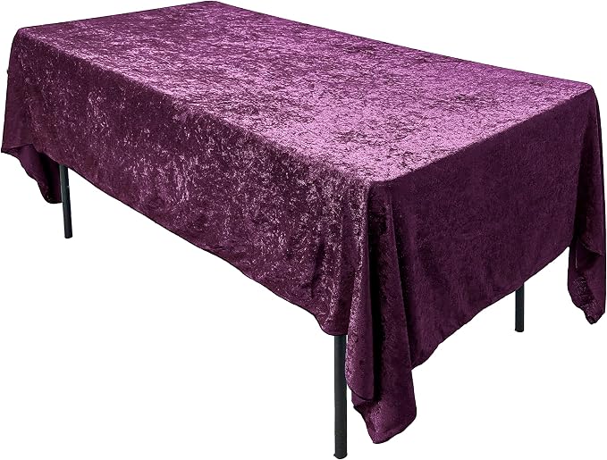 AK TRADING CO. Lush Panne Velvet Tablecloth - 60 x 102 Inch Rectangular Table Cover | Great for Buffet Table, Parties, Holiday Dinner, Wedding & Baby Shower (Plum, 60 x 102 Inch)
