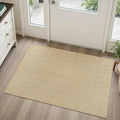 Rugalia Washable Woven Indoor Outdoor Doormat, 2x3 Natural Beige Cotton Small Entryway Rug Low Pile Non-Slip Kitchen Rug, Modern Farmhouse Neutral Throw Rug for Porch Bathroom Entrance Bedroom