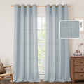 LAMIT Linen Curtains 90 Inch for Bedroom, Grommet Thick Linen Textured Sheer Curtains Light Filtering Privacy Window Drapes for Living Room, Set of 2 Panels, 52 x 90 Inch, Haze Blue